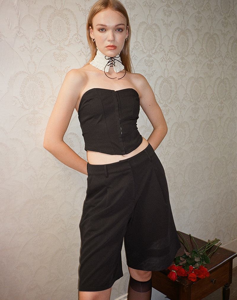 Motel Rocks Ayna Longline Kurze Hose Damen Schwarz | VSN4983WX