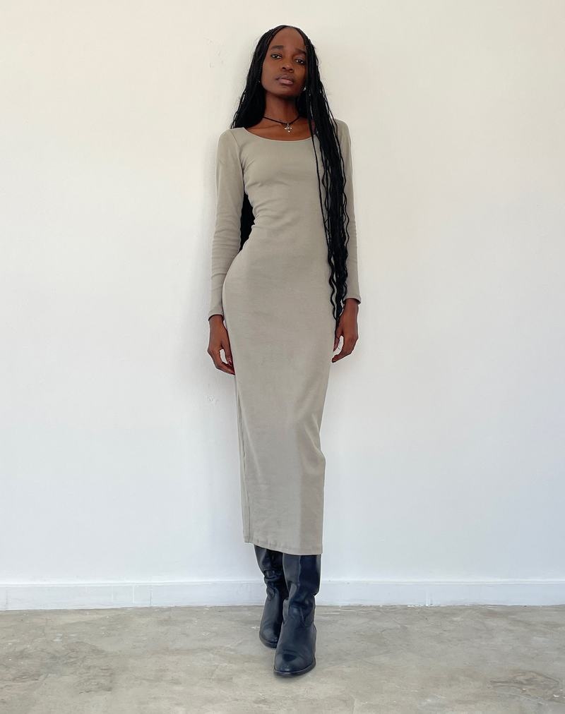 Motel Rocks Belila Long Sleeve Maxikleid Damen Grün Grau | VAH22100PG