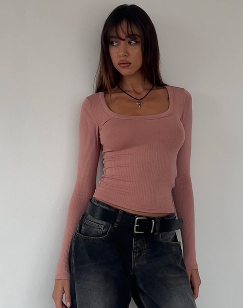 Motel Rocks Binlo Extra Long Sleeve T-shirts Damen Rosa | QEH1429MO