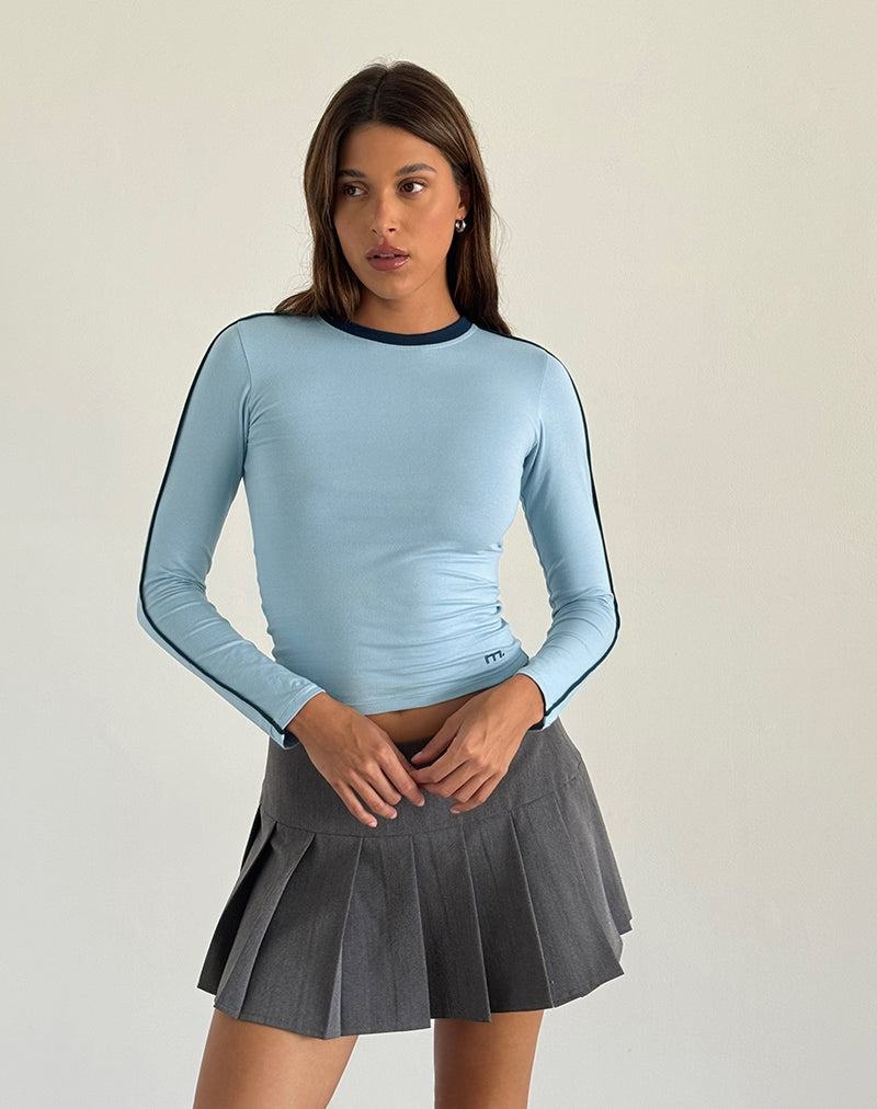 Motel Rocks Bonija Long Sleeve T-shirts Damen Blau Navy | GJJ2310CJ