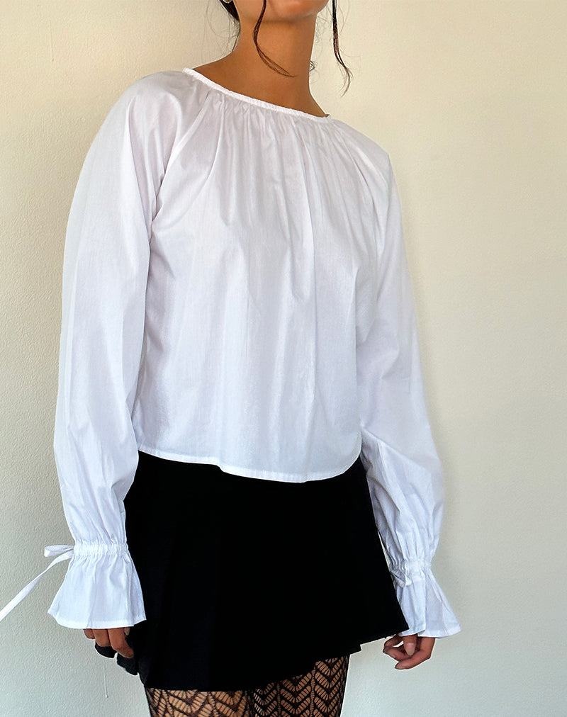 Motel Rocks Bulila Tie Sleeve Bluse Damen Weiß | RXS4895NN