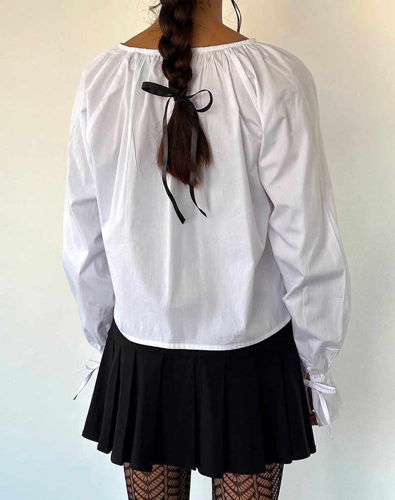 Motel Rocks Bulila Tie Sleeve Bluse Damen Weiß | RXS4895NN