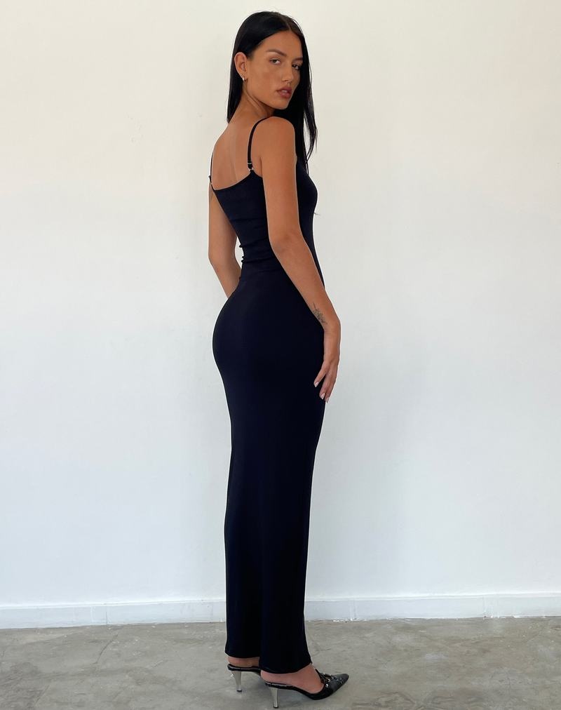 Motel Rocks Cantha Riemchen Maxikleid Damen Schwarz | CUI8459IB