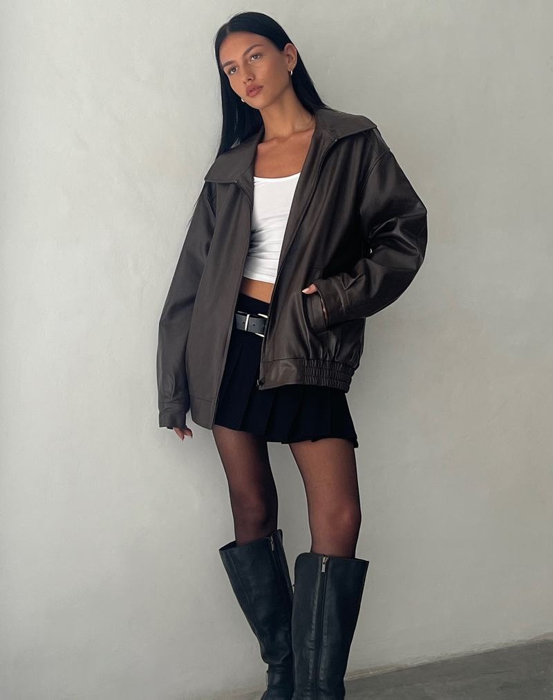Motel Rocks Cavita Lederjacke Damen Dunkelbraun | MOD7472HT