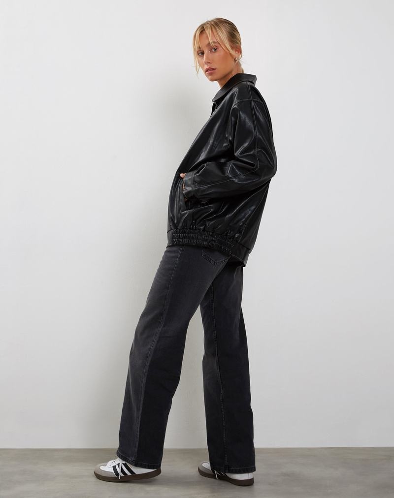 Motel Rocks Cavita Lederjacke Damen Schwarz Grau | UUB6341XX