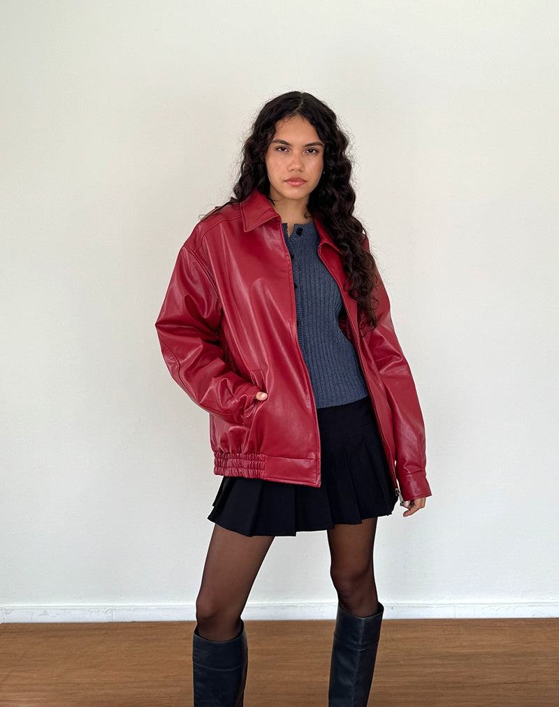 Motel Rocks Cavita Pu Lederjacke Damen Rot | DVC7873QE