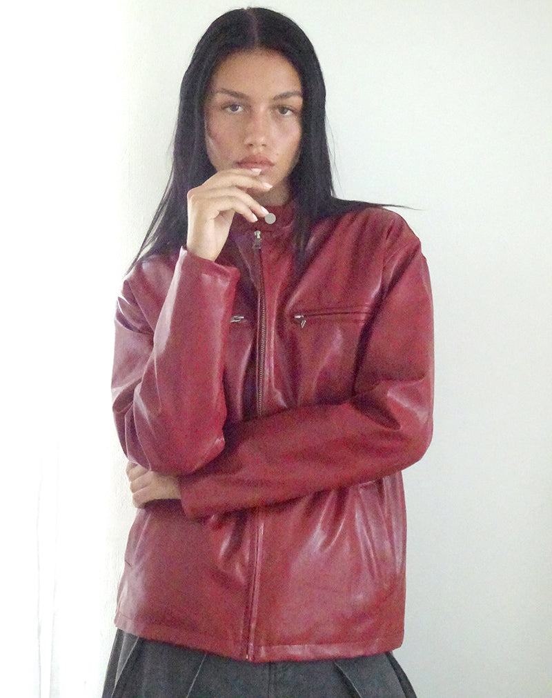 Motel Rocks Charlize Moto Biker-jacke Damen Rot | DOK751TC