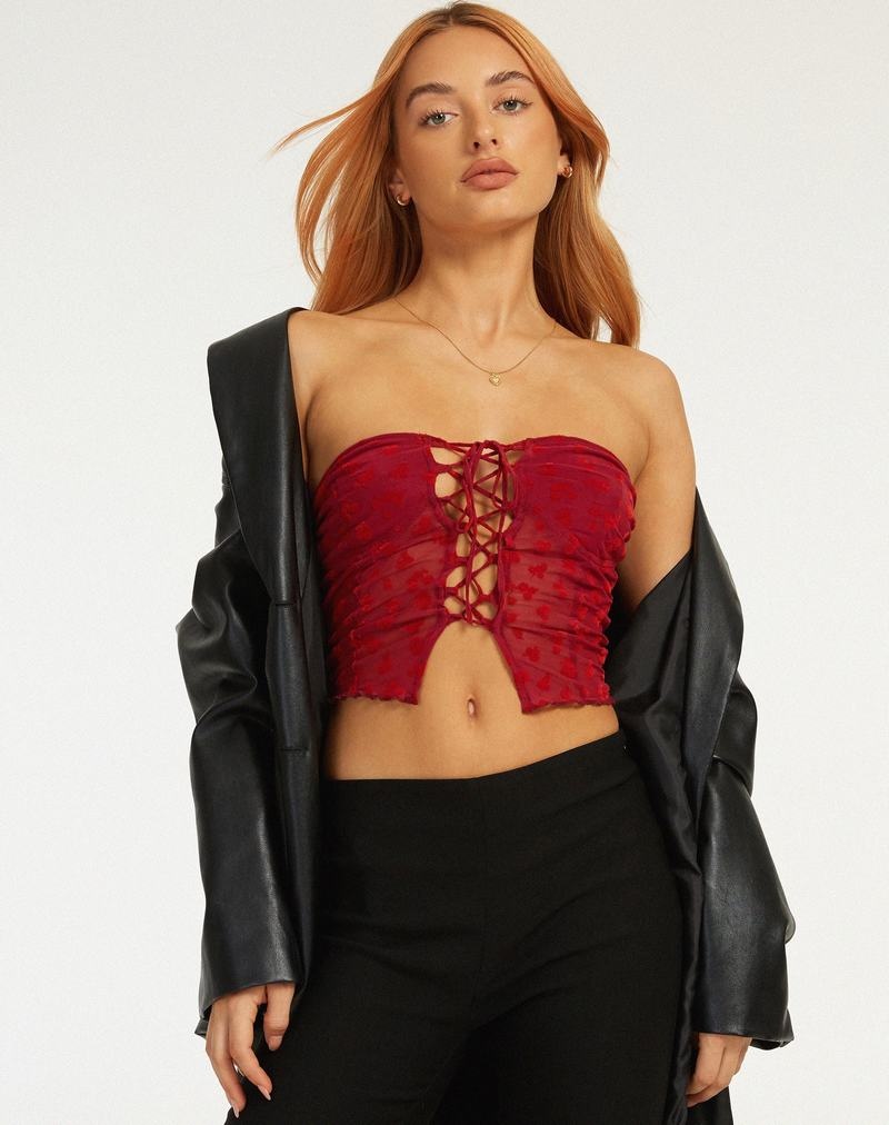 Motel Rocks Claryn Corset Weste Damen Rot | QJD284AJ
