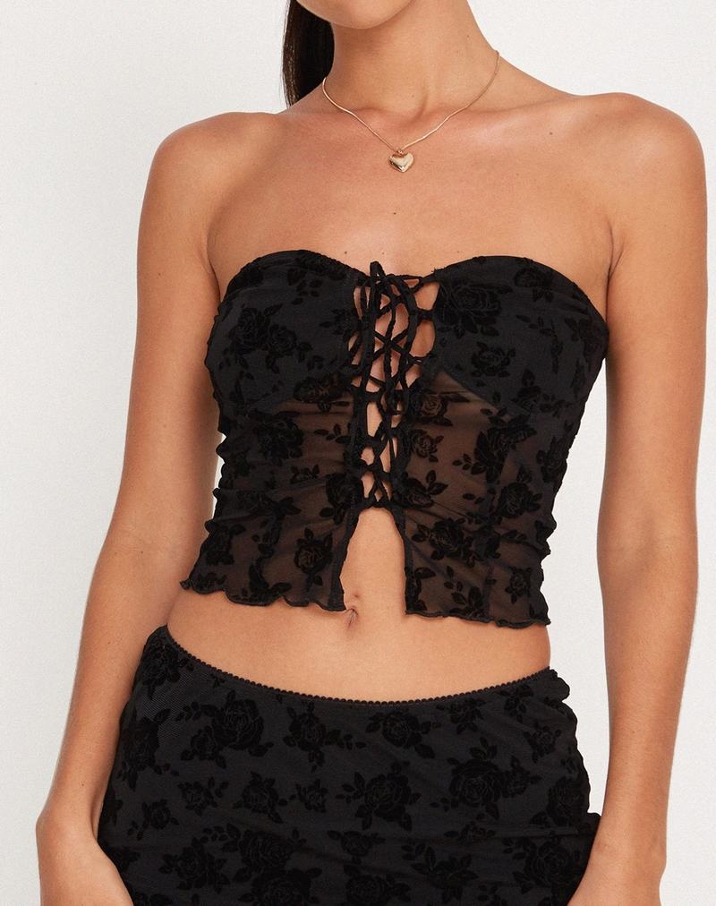 Motel Rocks Claryn Corset Weste Damen Schwarz | WME1389WW
