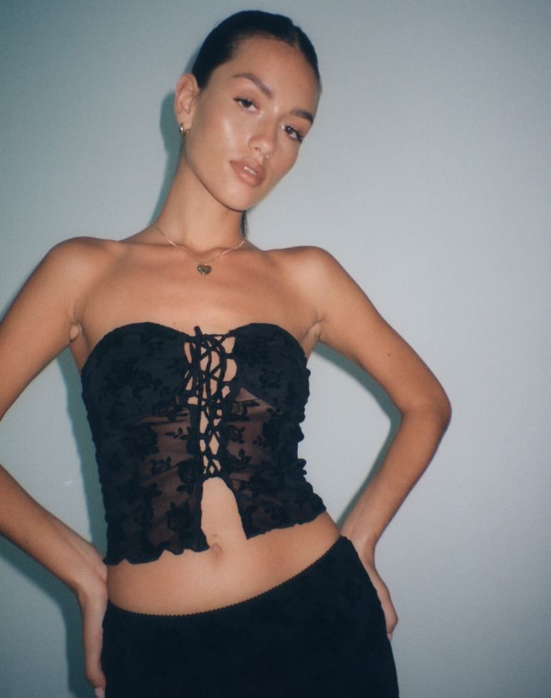 Motel Rocks Claryn Corset Weste Damen Schwarz | WME1389WW