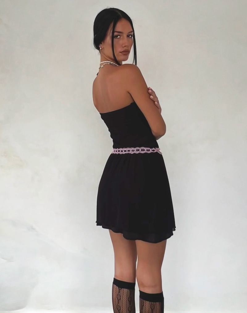 Motel Rocks Cleodora Bandeau Mesh Minikleid Damen Schwarz Rosa | VTM3862JK