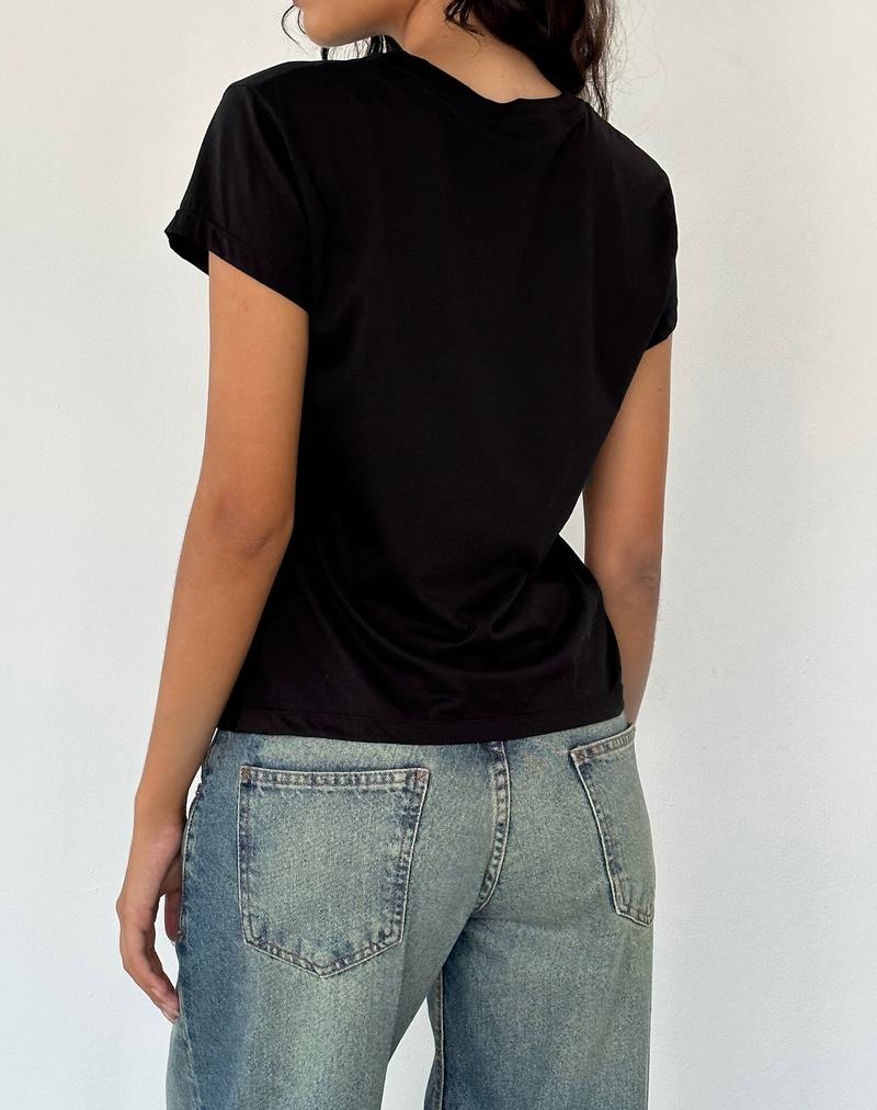Motel Rocks Clio Baggy Tee T-shirts Damen Schwarz | SCS59TG