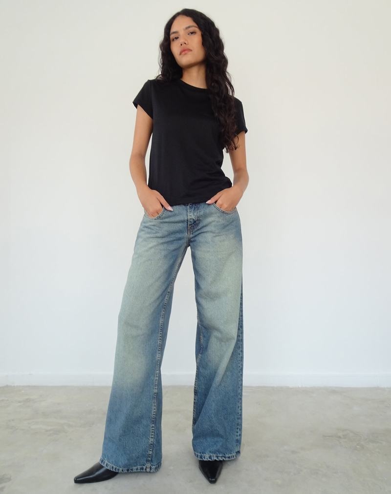 Motel Rocks Clio Baggy Tee T-shirts Damen Schwarz | SCS59TG