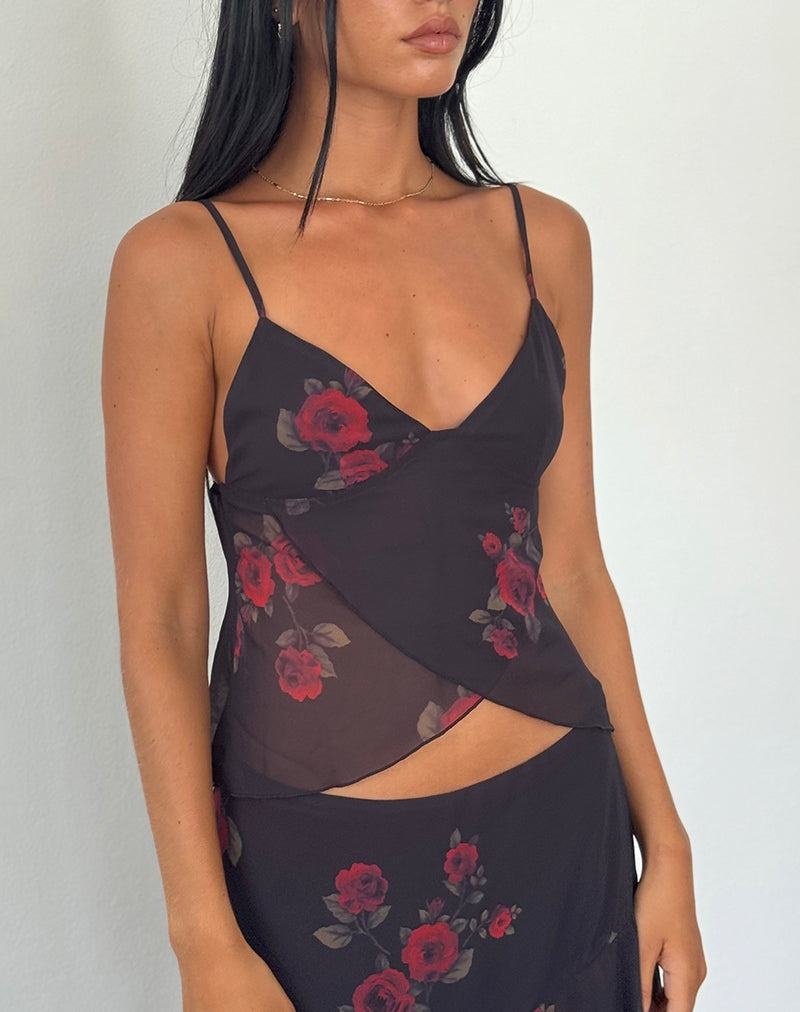 Motel Rocks Cojira Mesh Butterfly Weste Damen Schwarz Rot | FPP552GH