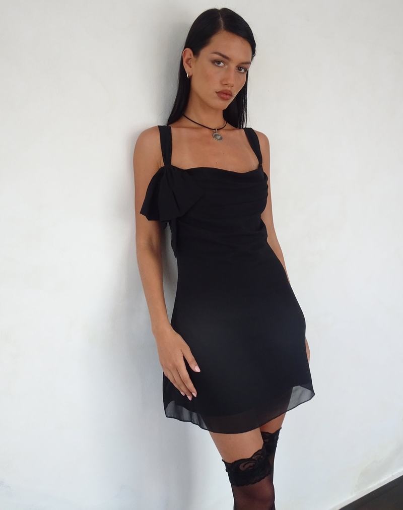 Motel Rocks Coraline Bow Minikleid Damen Schwarz | ZWQ8415OV