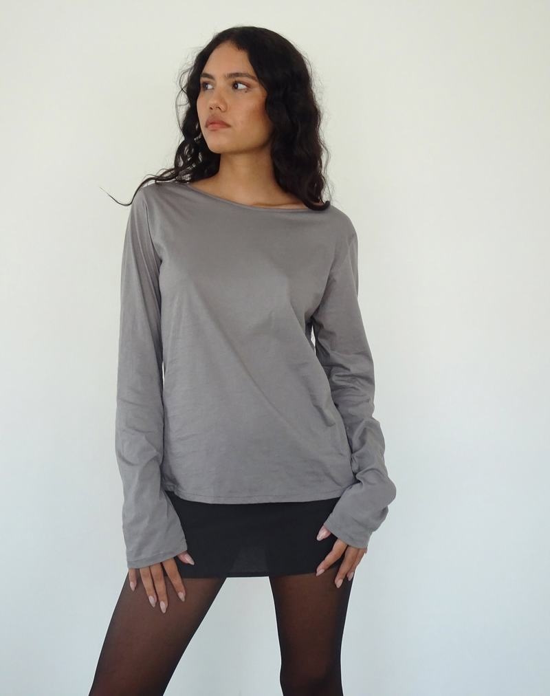 Motel Rocks Damon Baggy Long Sleeve T-shirts Damen Grau | LKA5794EO