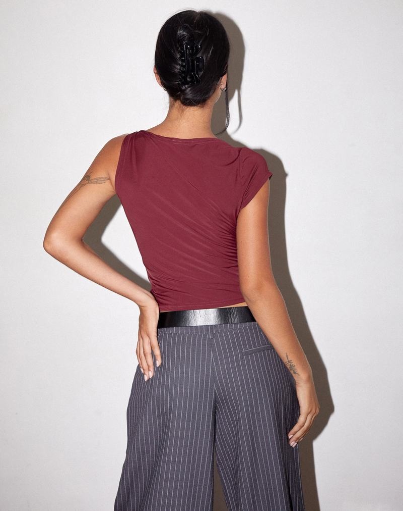 Motel Rocks Dannas Twist Shoulder T-shirts Damen Rot | CNN443XD