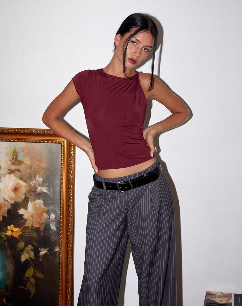 Motel Rocks Dannas Twist Shoulder T-shirts Damen Rot | CNN443XD