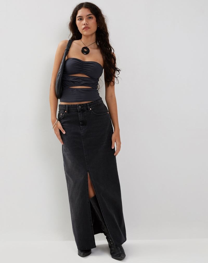 Motel Rocks Dayu Crop Bandeau-Bh Damen Blau Grau | PVW4249VK