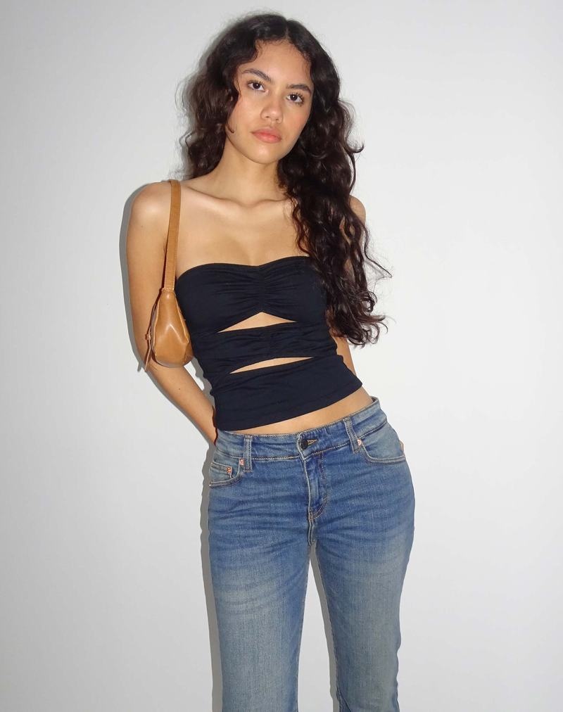 Motel Rocks Dayu Crop Bandeau-Bh Damen Schwarz | EWR7747XA