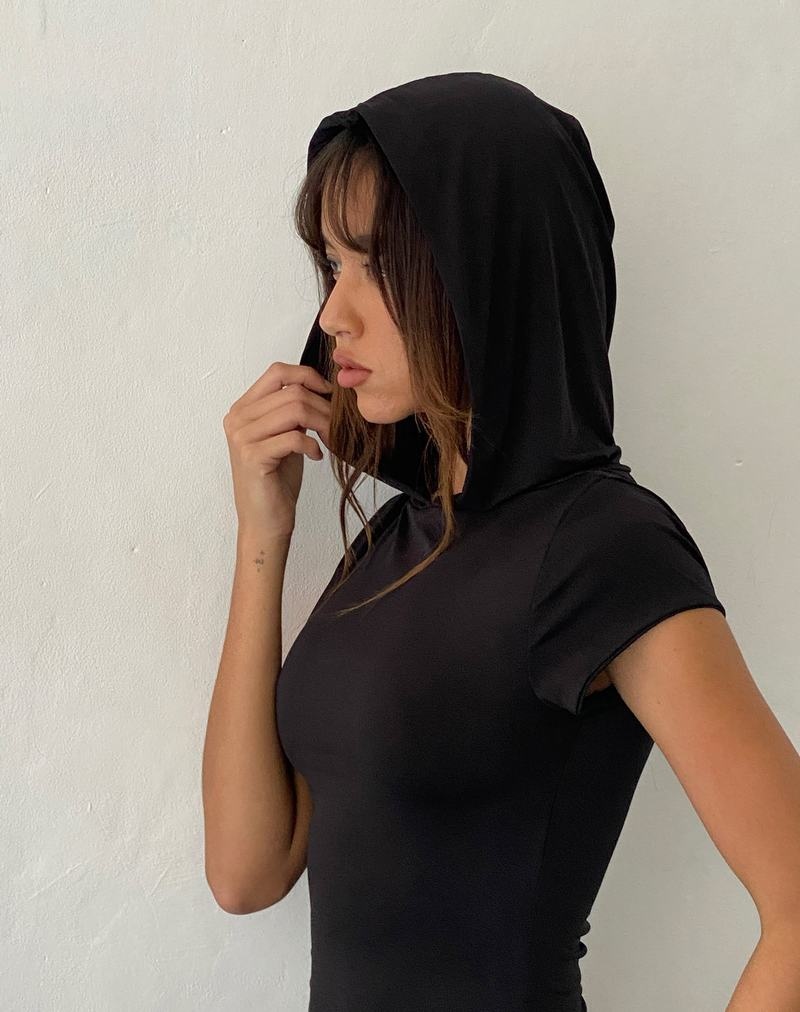 Motel Rocks Dixie Mit Kapuze Maxikleid Damen Schwarz | SGG3245HK
