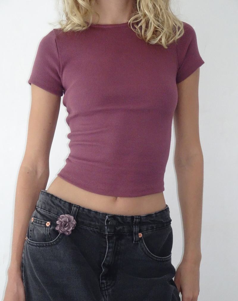 Motel Rocks Elyto Gerippt Open Back Tee T-shirts Damen Lila | FHH487SM