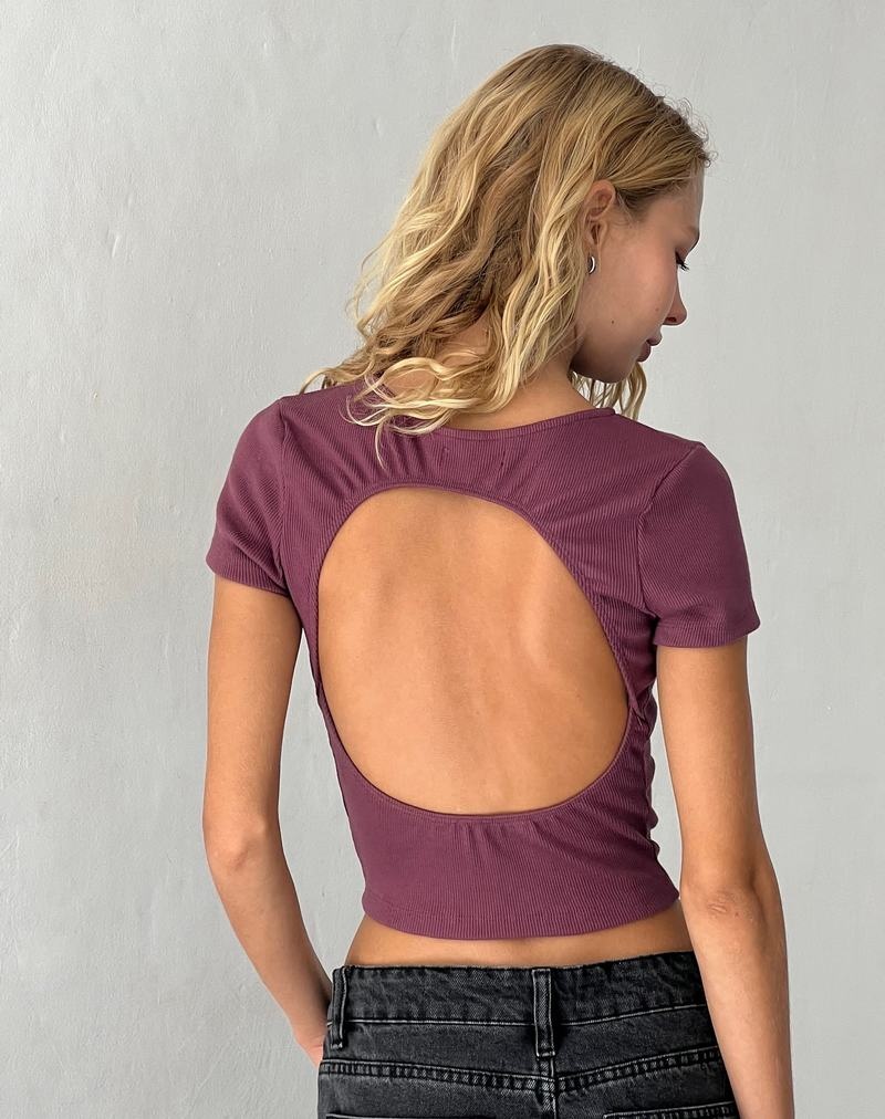 Motel Rocks Elyto Gerippt Open Back Tee T-shirts Damen Lila | FHH487SM