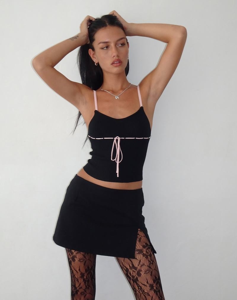Motel Rocks Emonie Cami Tanktop Damen Schwarz Rosa | XUI9485UR