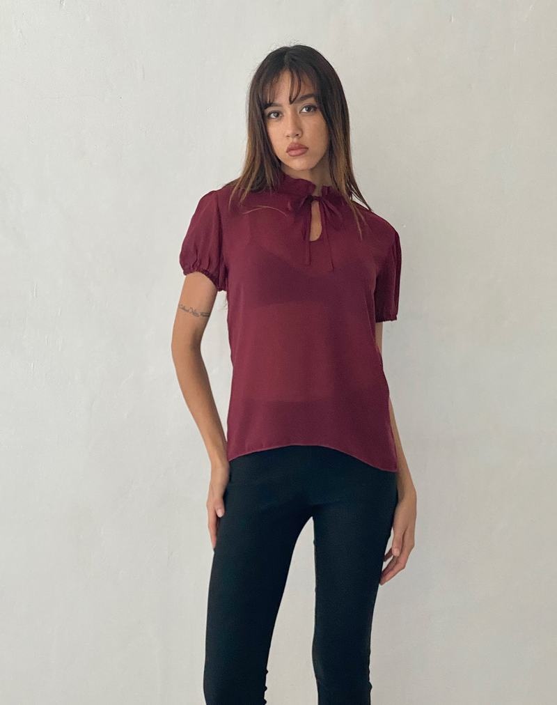 Motel Rocks Enzo High Neck Bluse Damen Rot | EAX1473RA
