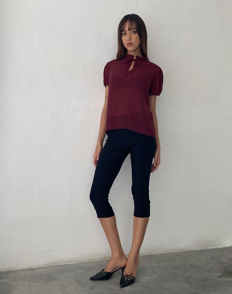 Motel Rocks Enzo High Neck Bluse Damen Rot | EAX1473RA