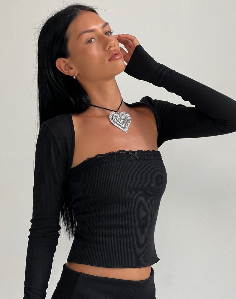 Motel Rocks Ernie Rib Bandeau-Bh Damen Schwarz | QUM533BM