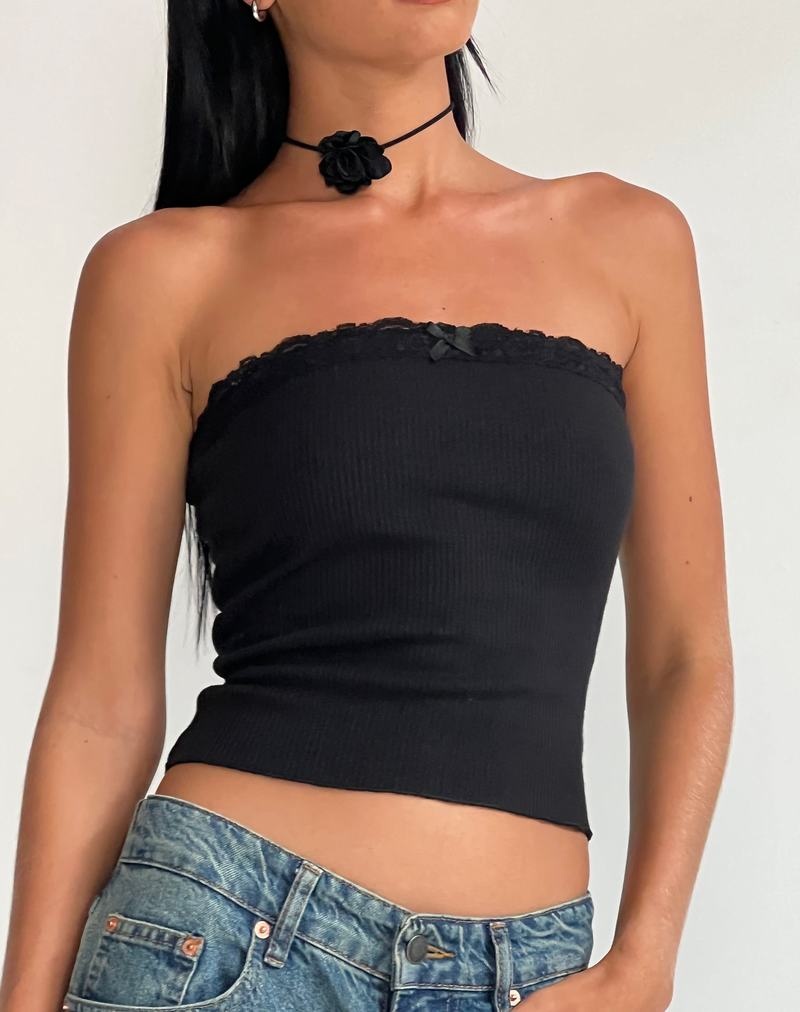 Motel Rocks Ernie Rib Bandeau-Bh Damen Schwarz | QUM533BM