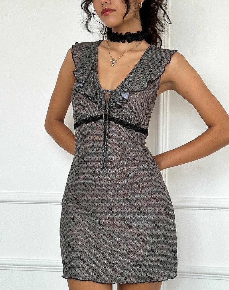 Motel Rocks Esther Mesh Minikleid Damen Grau | CUJ6531SD