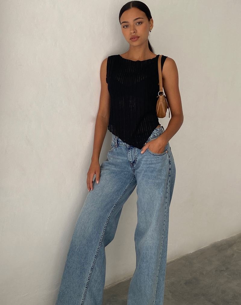 Motel Rocks Etta Gestrickt Top Weste Damen Schwarz | XLM2158KO