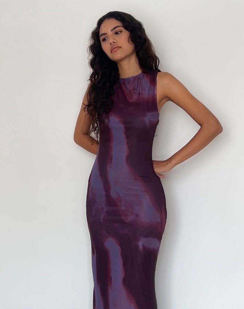 Motel Rocks Fayola Printed Maxikleid Damen Rot | ZIJ6022CX