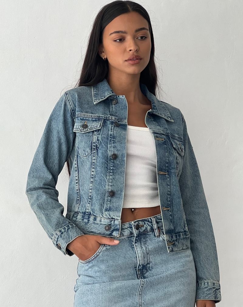 Motel Rocks Fitted Jeansjacken Damen Blau | NIG3640HR