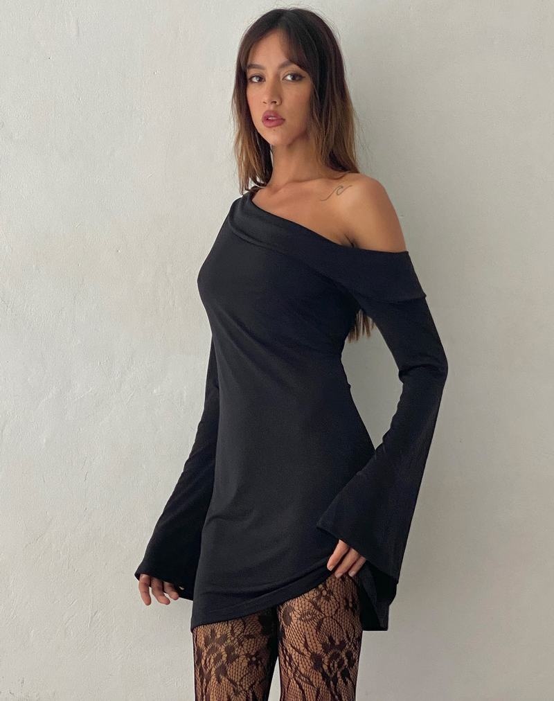 Motel Rocks Fliss Asymmetric Minikleid Damen Schwarz | FXZ8786UO