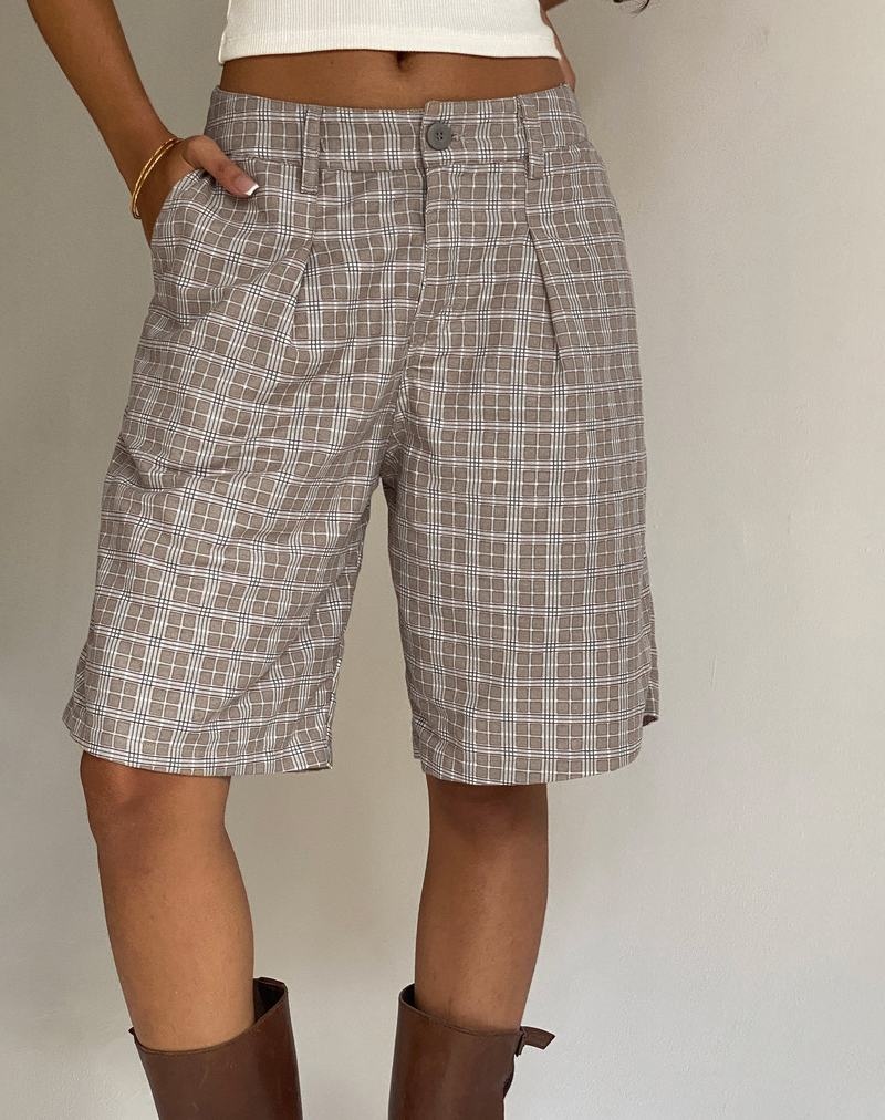 Motel Rocks Gail Longline Kurze Hose Damen Grau Braun | JVO8485DY