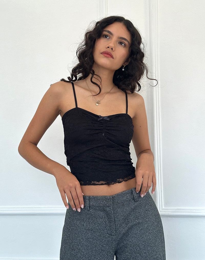 Motel Rocks Hali Spitze Cami Tanktop Damen Lila Schwarz | KCT794RJ