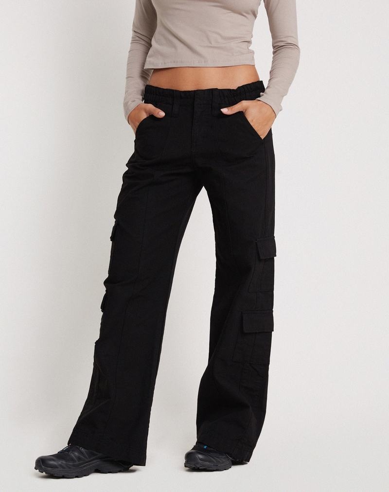 Motel Rocks Hansa Cargo Hosen Damen Schwarz | PDG1783SA