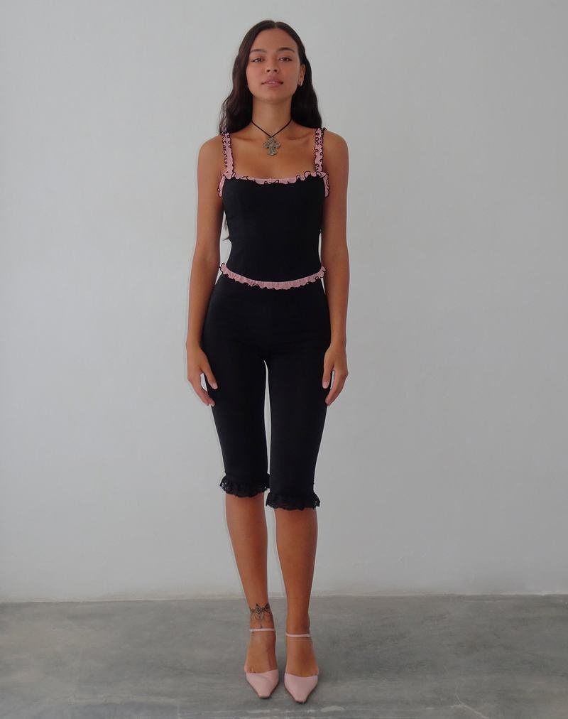 Motel Rocks Idalia Corset Weste Damen Schwarz Rosa | BJT8437FM