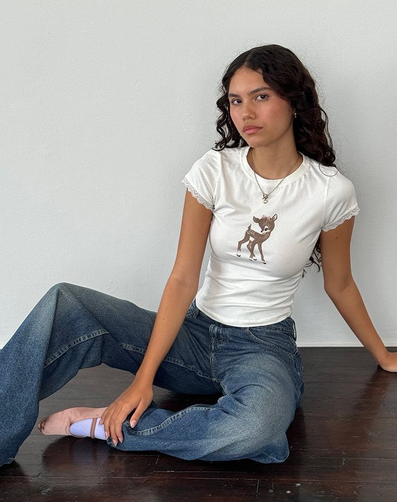 Motel Rocks Izzy Top T-shirts Damen Weiß | VTI9244EB