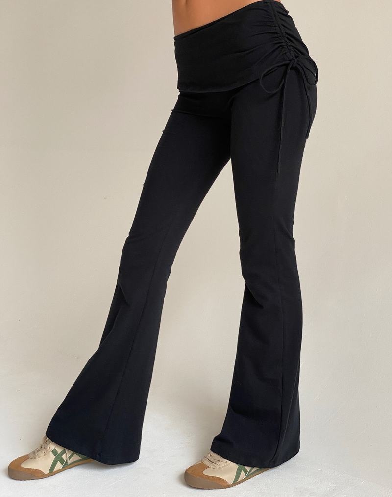 Motel Rocks Jacie Jersey Flare Hosen Damen Schwarz | HOE5264ZK