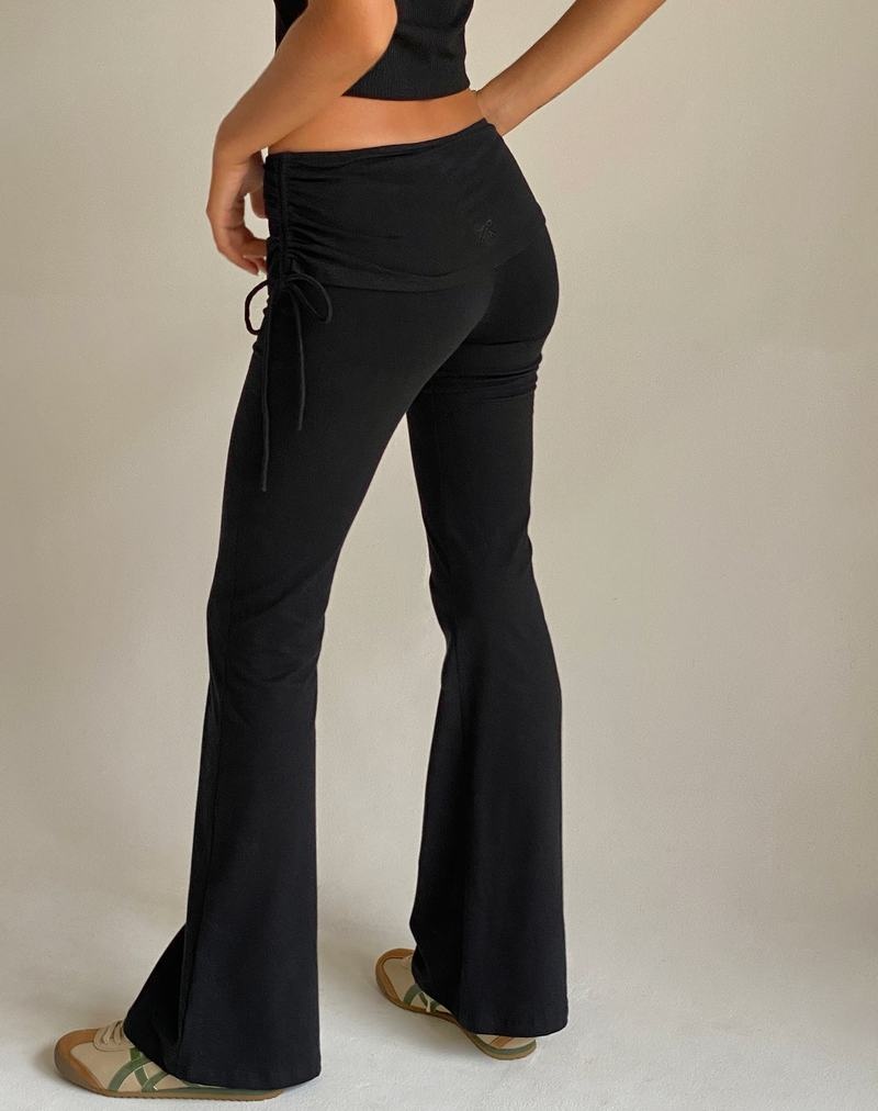 Motel Rocks Jacie Jersey Flare Hosen Damen Schwarz | HOE5264ZK