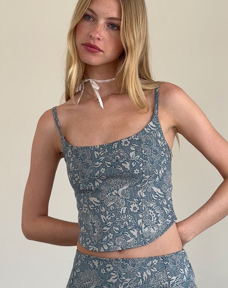 Motel Rocks Jatemi Corset Weste Damen Blau | WCJ9768UK
