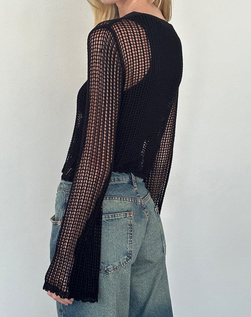 Motel Rocks Jessamyn Open Knit Pullover Damen Schwarz | ZNW9460AU