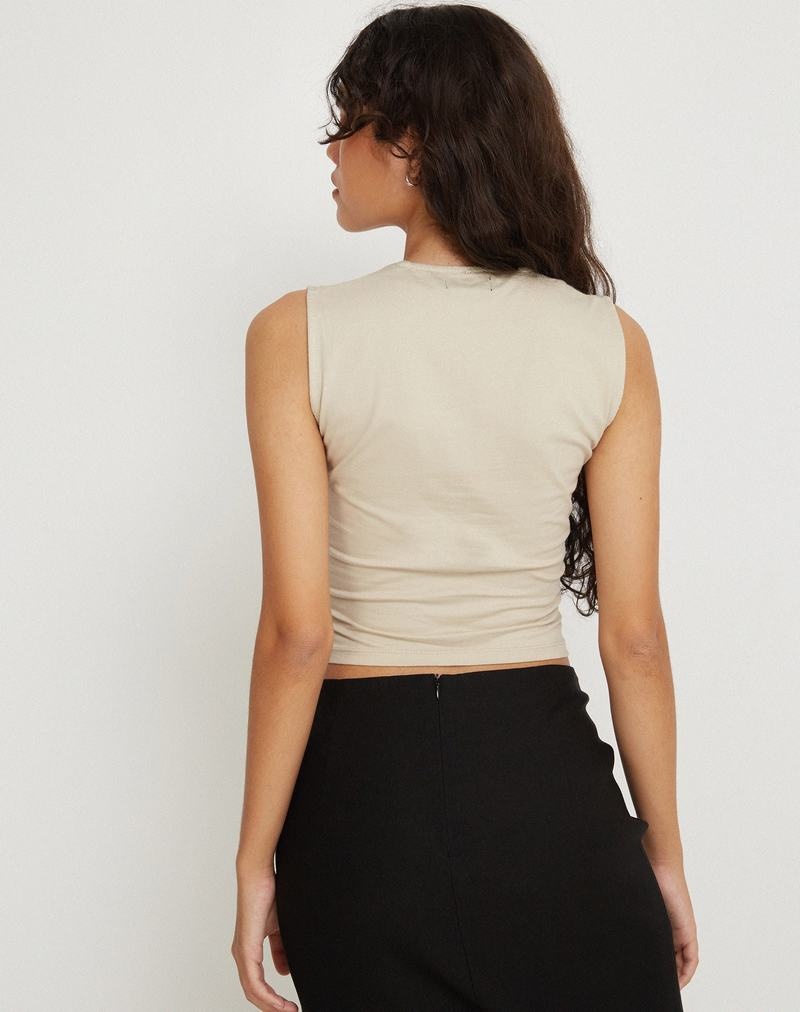 Motel Rocks Jinsu Kurz Geschnittene Oberteile Damen Beige | WLM762QE