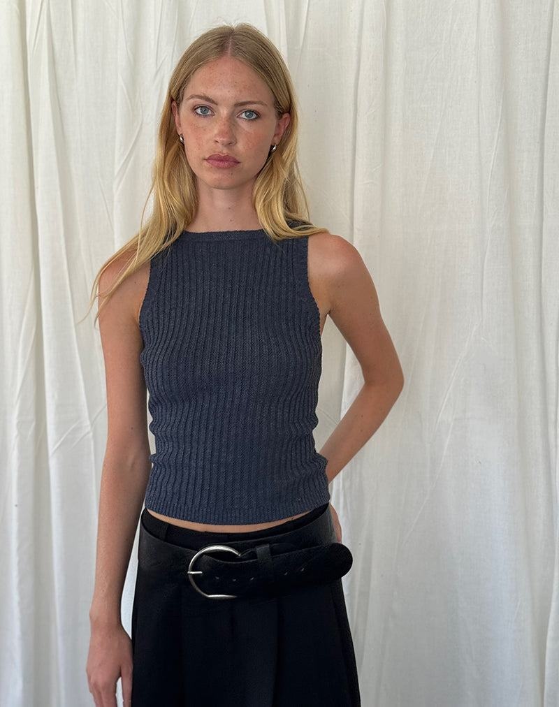 Motel Rocks Jiselle Gestrickt Tanktop Damen Dunkelgrau | AQC34TV