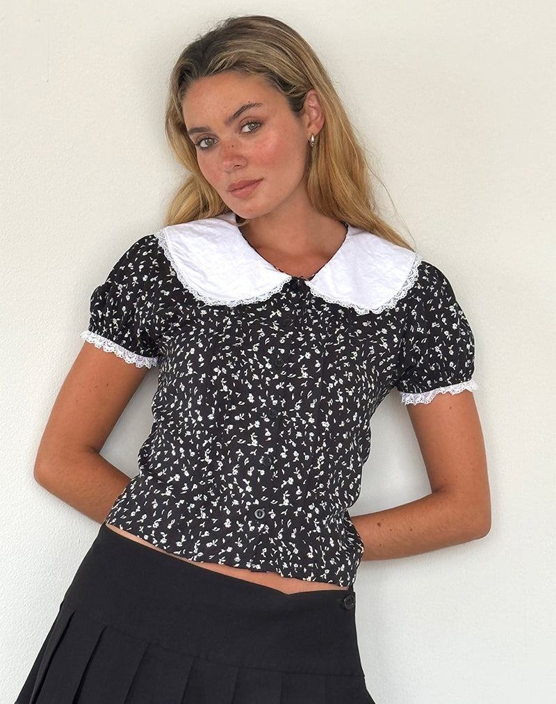 Motel Rocks Jisoya Bluse Damen Schwarz | ORJ2442OX