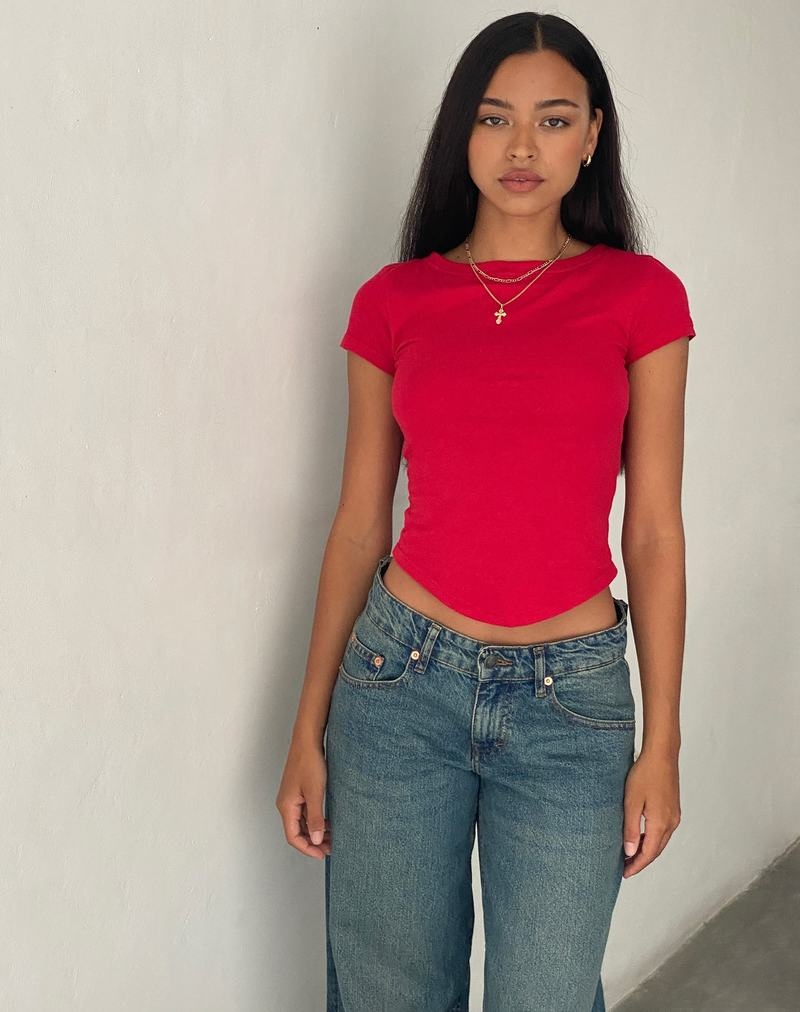 Motel Rocks Jojes Jersey Tee T-shirts Damen Rot | XXE8213UX